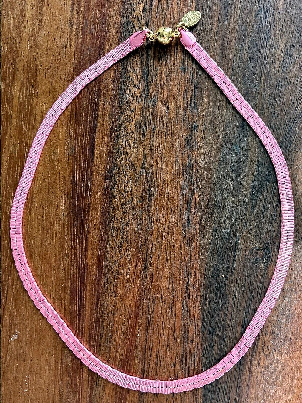 Alexa Rae by Melanie Clare Pink Woven Chain Necklace Gold-Tone Magnetic Clasp